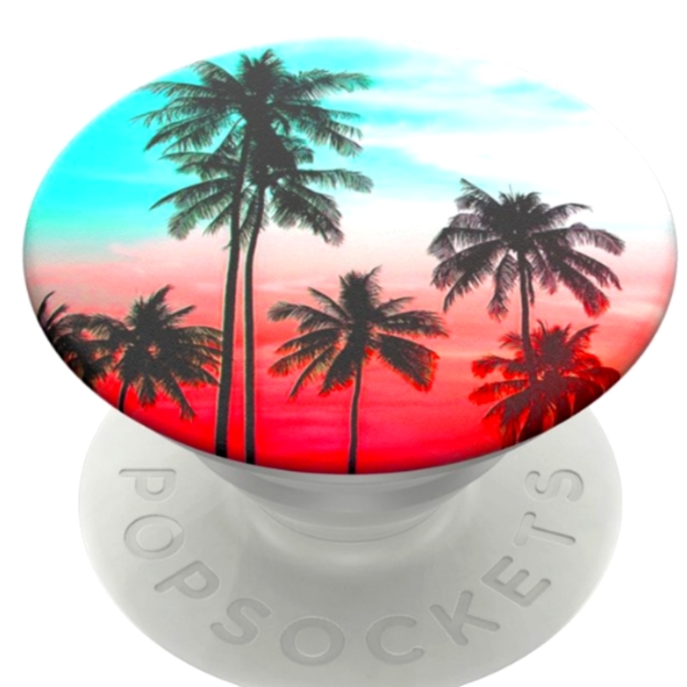 NWT Tropical Sunset Palm Tree Pop Sockets Grip W/ Swappable Top